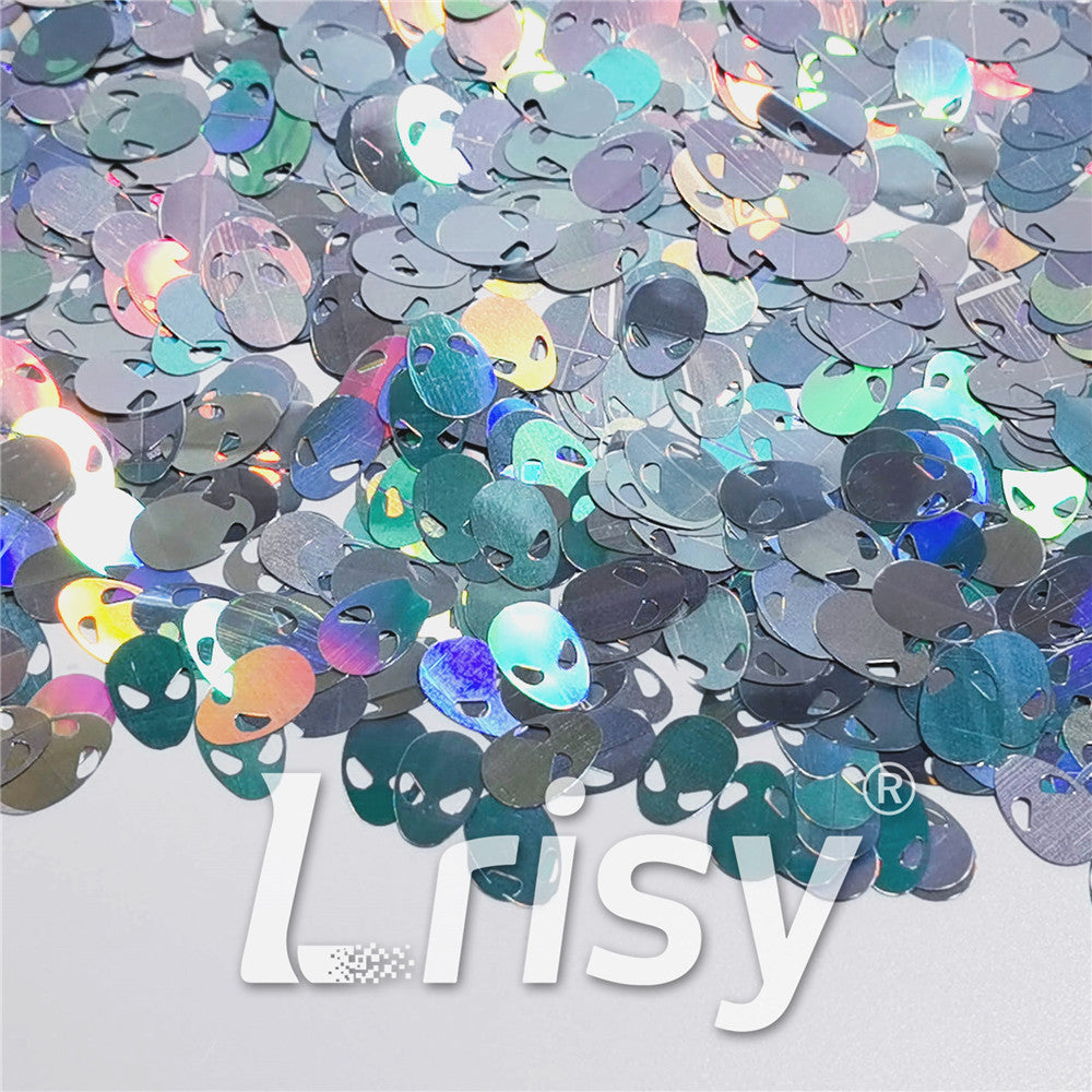12mm Alien ET Holographic Silver Shaped Glitter LB0100