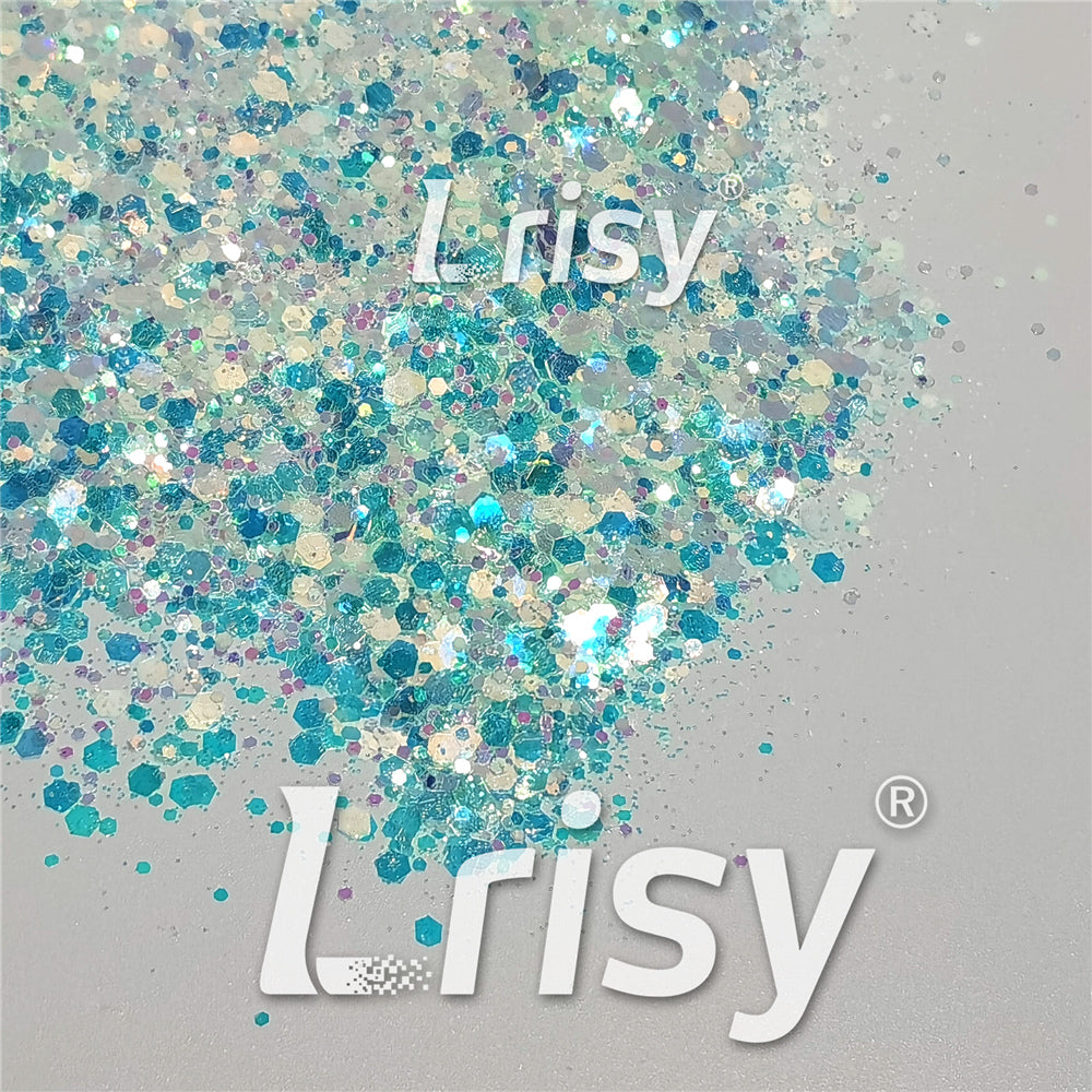 Mixed Glow In The Dark Iridescent Blue Noctilucent Glitter YG-F321R