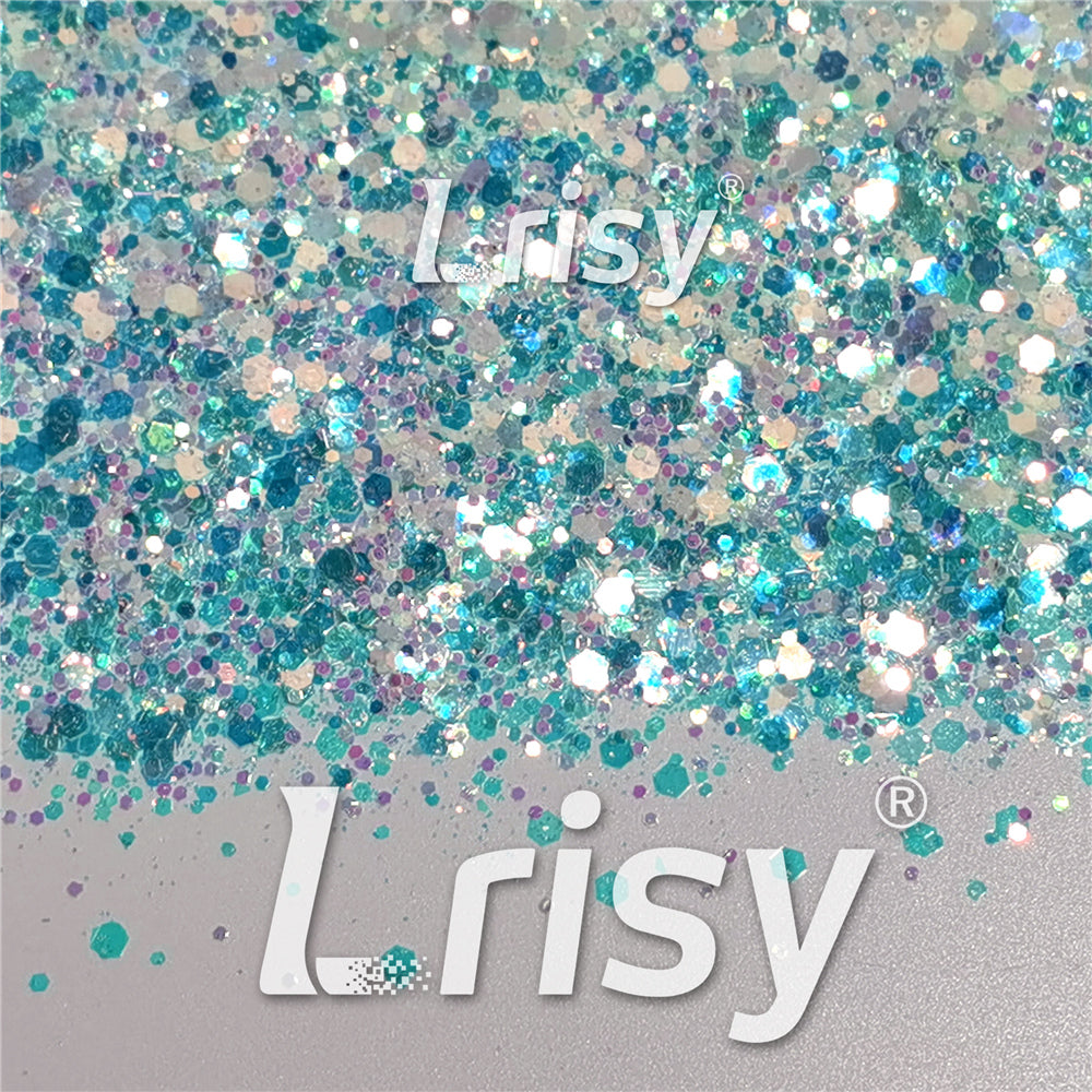 Mixed Glow In The Dark Iridescent Blue Noctilucent Glitter YG-F321R