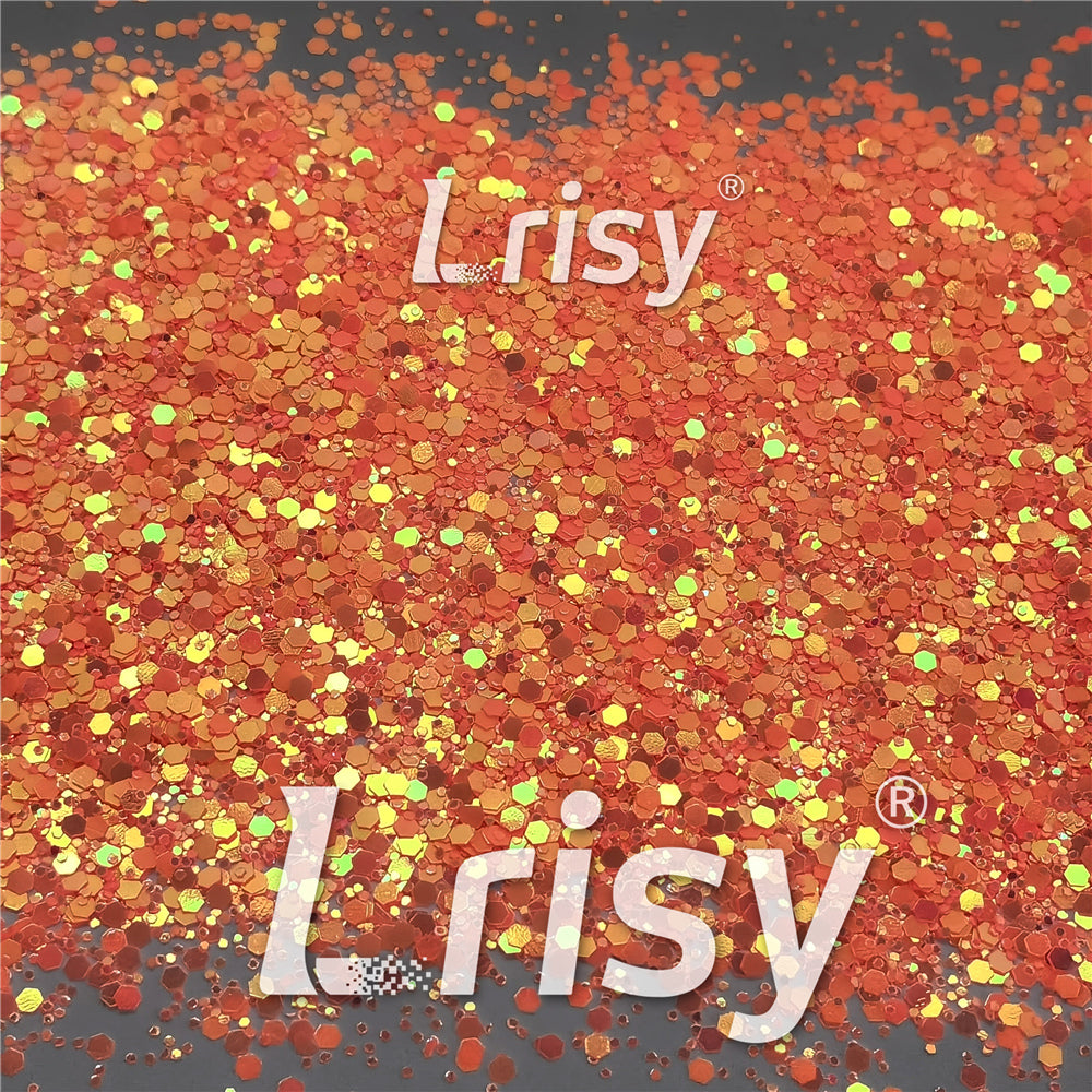 Fluorescent Red To Orange In The Dark Iridescent Red Noctilucent Glitter YG336