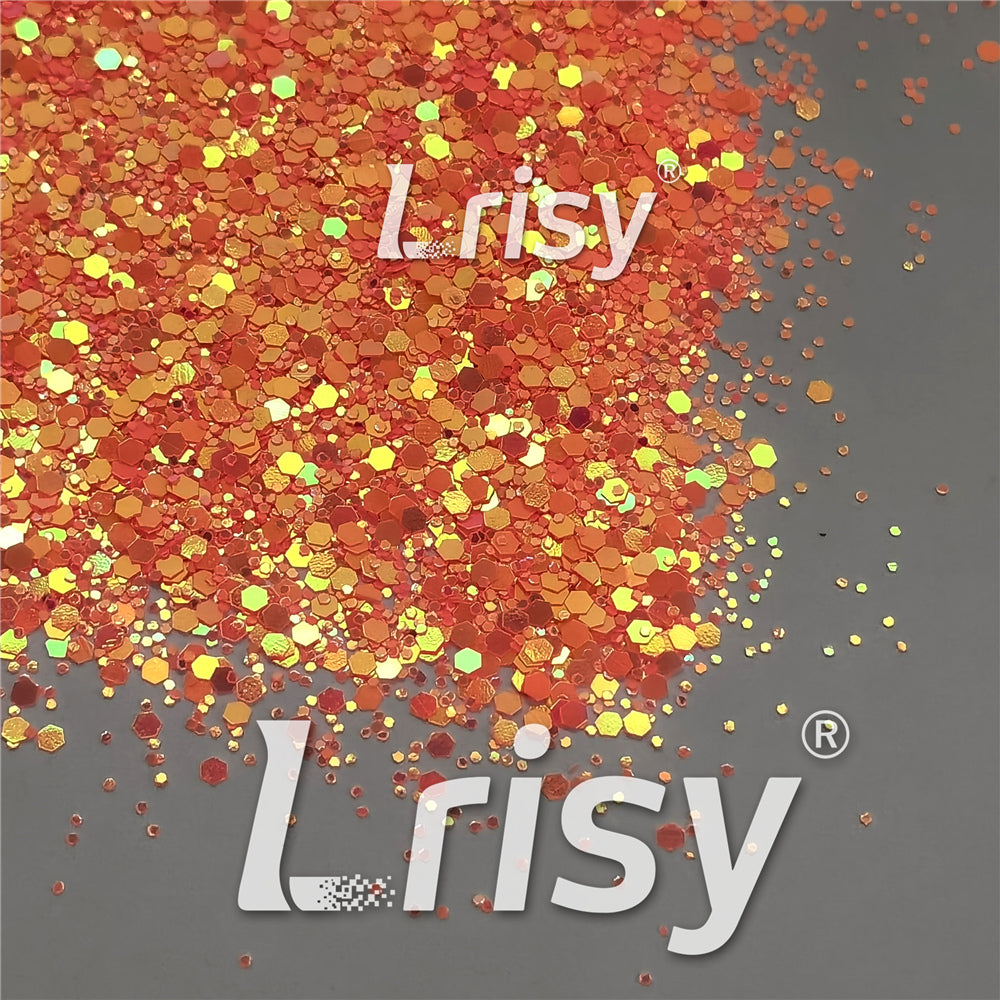 Fluorescent Red To Orange In The Dark Iridescent Red Noctilucent Glitter YG336