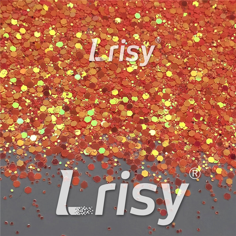 Fluorescent Red To Orange In The Dark Iridescent Red Noctilucent Glitter YG336