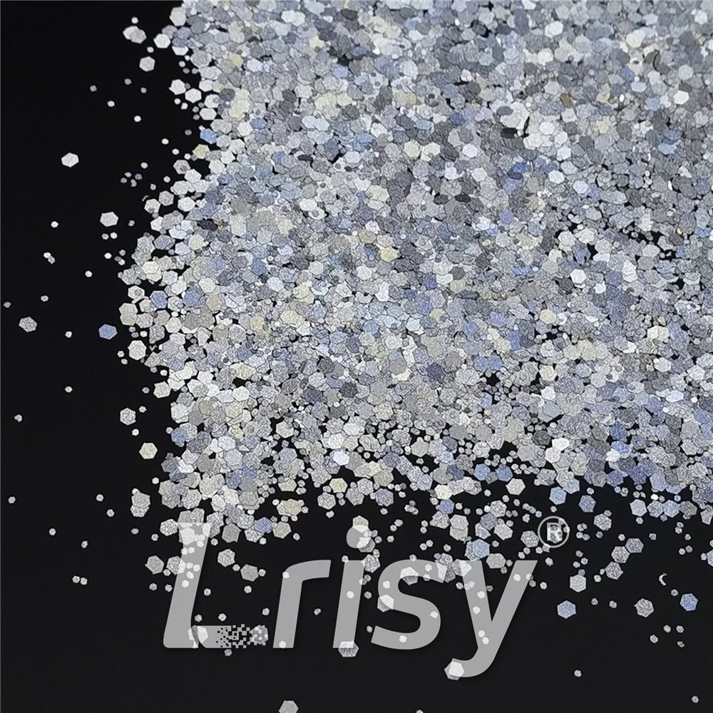 Mixed Glow In The Dark (Reflect Light At Night) Silver To White Glitter FC-FG001