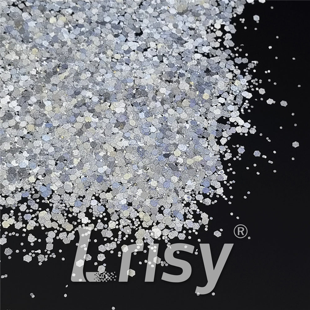 Mixed Glow In The Dark (Reflect Light At Night) Silver To White Glitter FC-FG001