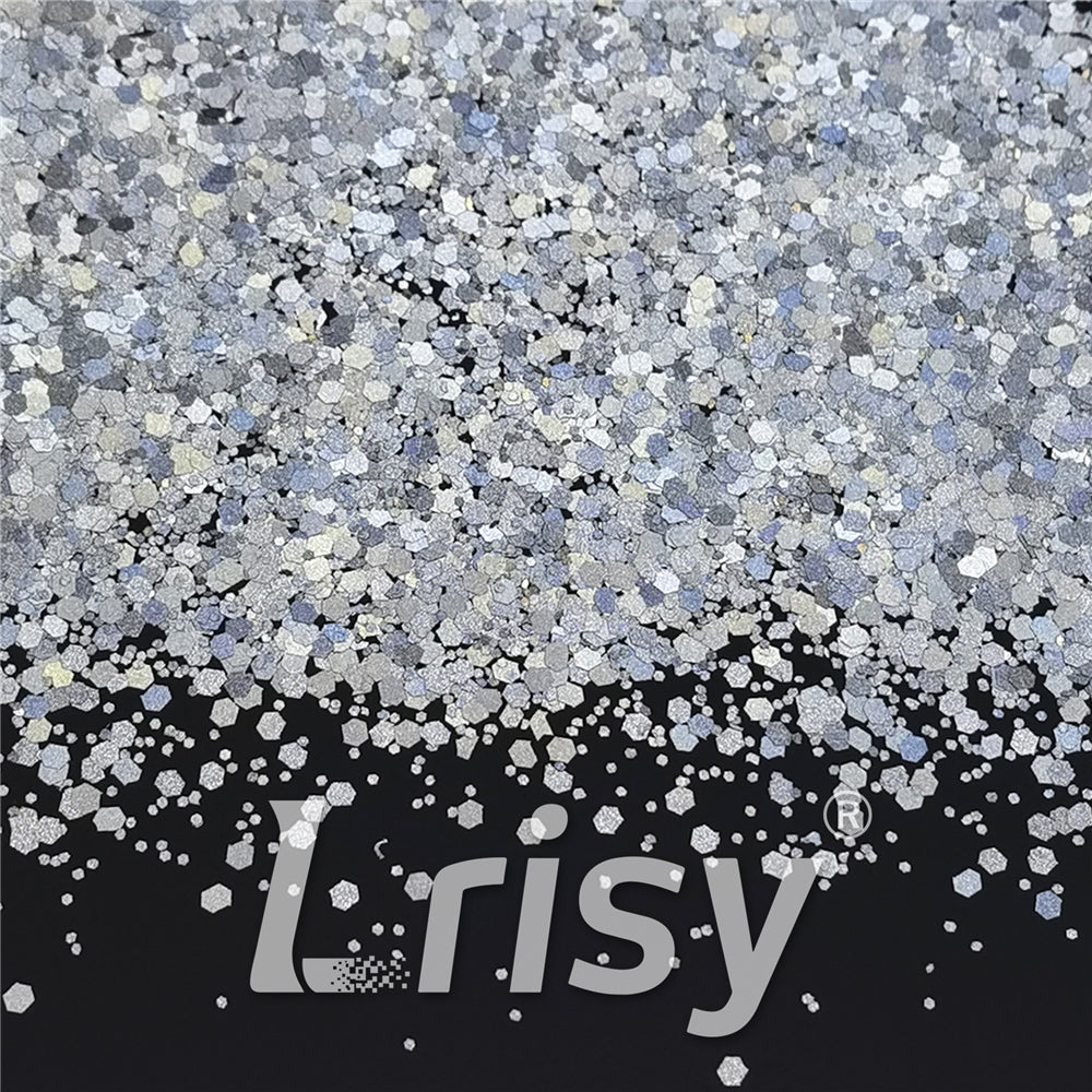 Mixed Glow In The Dark (Reflect Light At Night) Silver To White Glitter FC-FG001