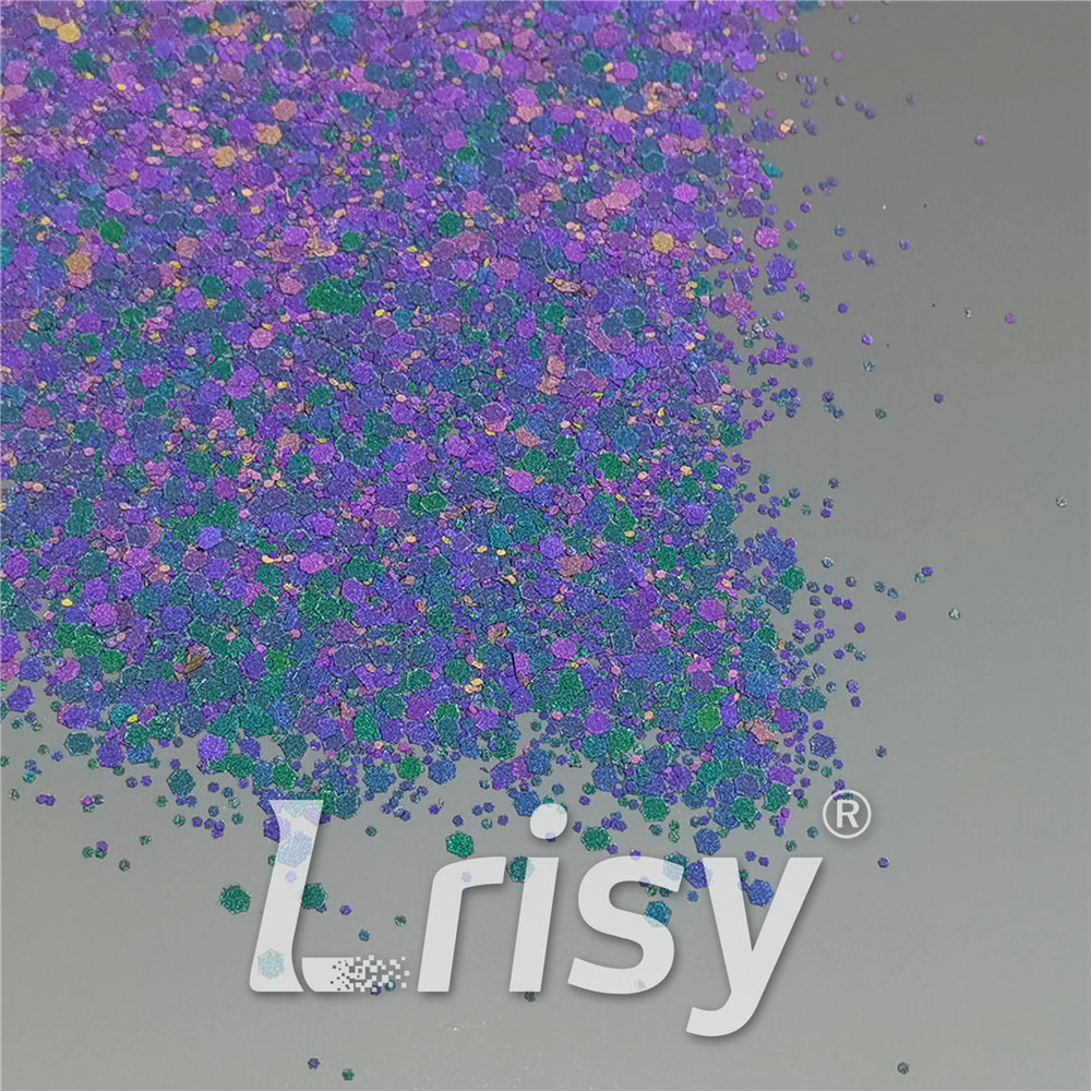 Mixed Glow In The Dark (Reflect Light At Night) Black To Purple Glitter FC-FG1000