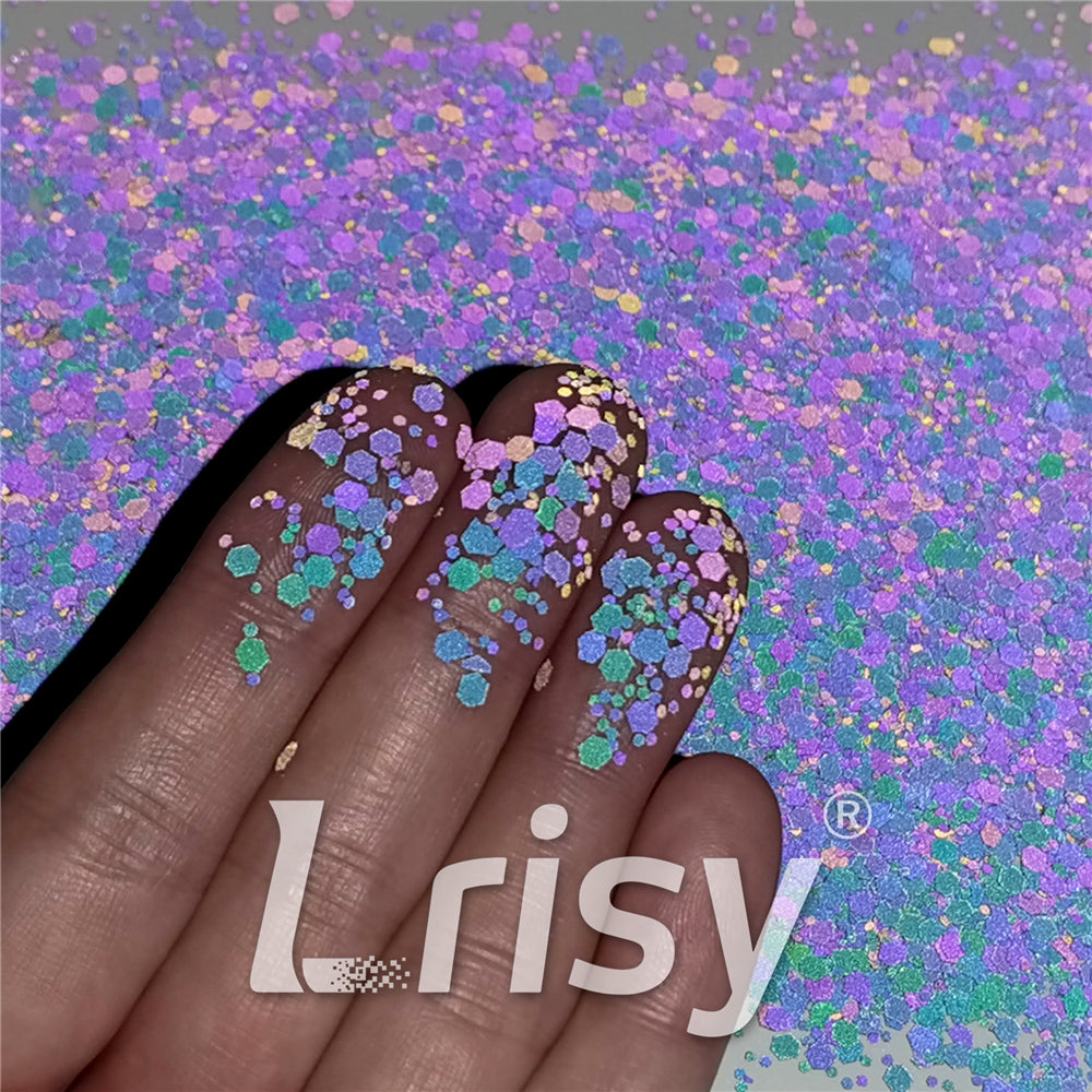 Mixed Glow In The Dark (Reflect Light At Night) Black To Purple Glitter FC-FG1000