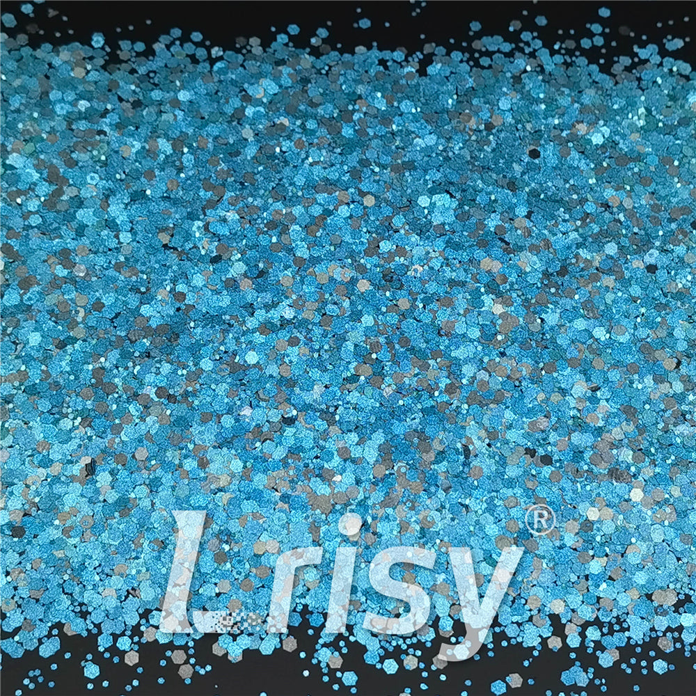 Mixed Glow In The Dark (Reflect Light At Night) Lake Green To Sky Blue Glitter FC-FG710
