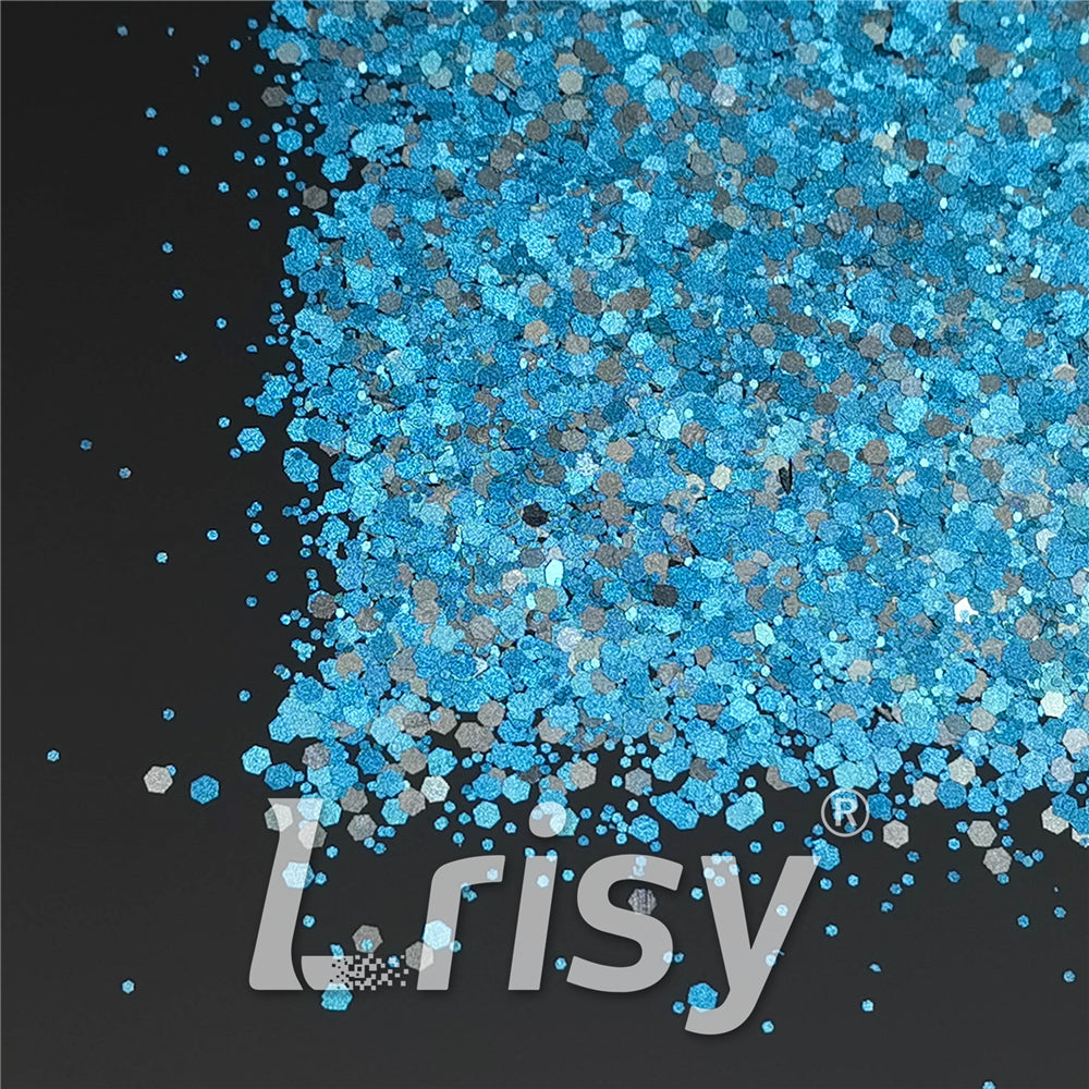 Mixed Glow In The Dark (Reflect Light At Night) Lake Green To Sky Blue Glitter FC-FG710