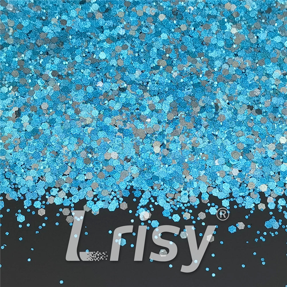 Mixed Glow In The Dark (Reflect Light At Night) Lake Green To Sky Blue Glitter FC-FG710