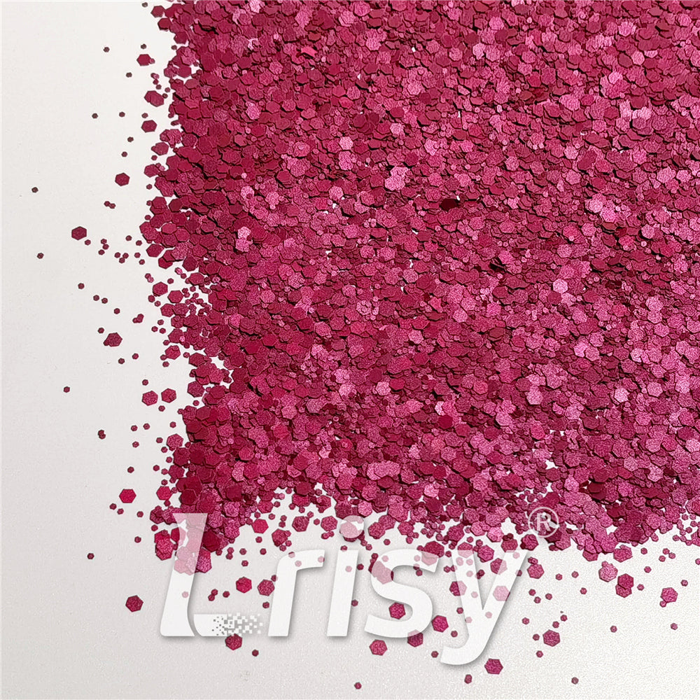 Mixed Glow In The Dark (Reflect Light At Night) Rose Red To Pink Glitter FC-FG912
