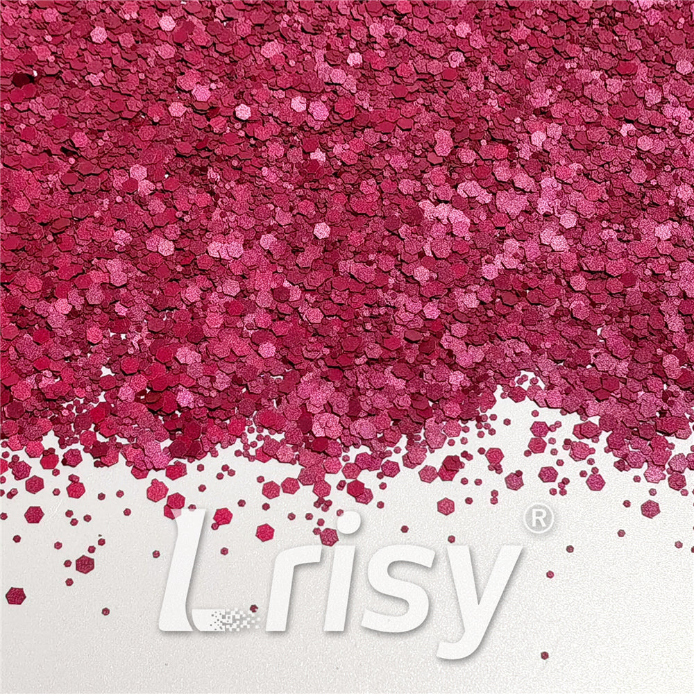 Mixed Glow In The Dark (Reflect Light At Night) Rose Red To Pink Glitter FC-FG912