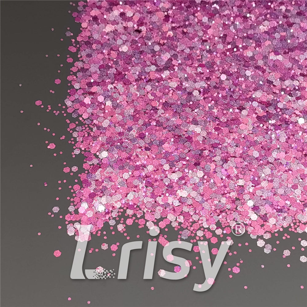 Mixed Glow In The Dark (Reflect Light At Night) Rose Red To Pink Glitter FC-FG912