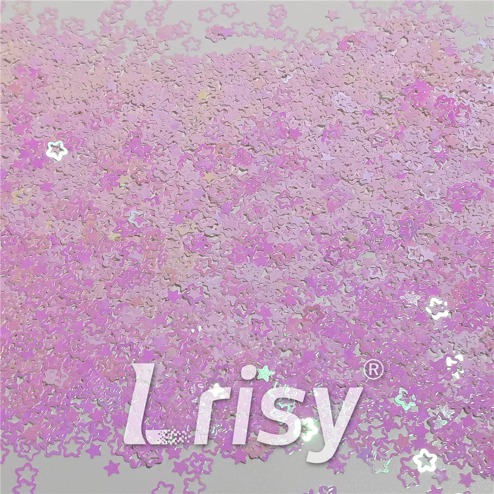 6mm Rounded Hollow Out Star Shaped Dream Pink Iridescent Glitter C003R
