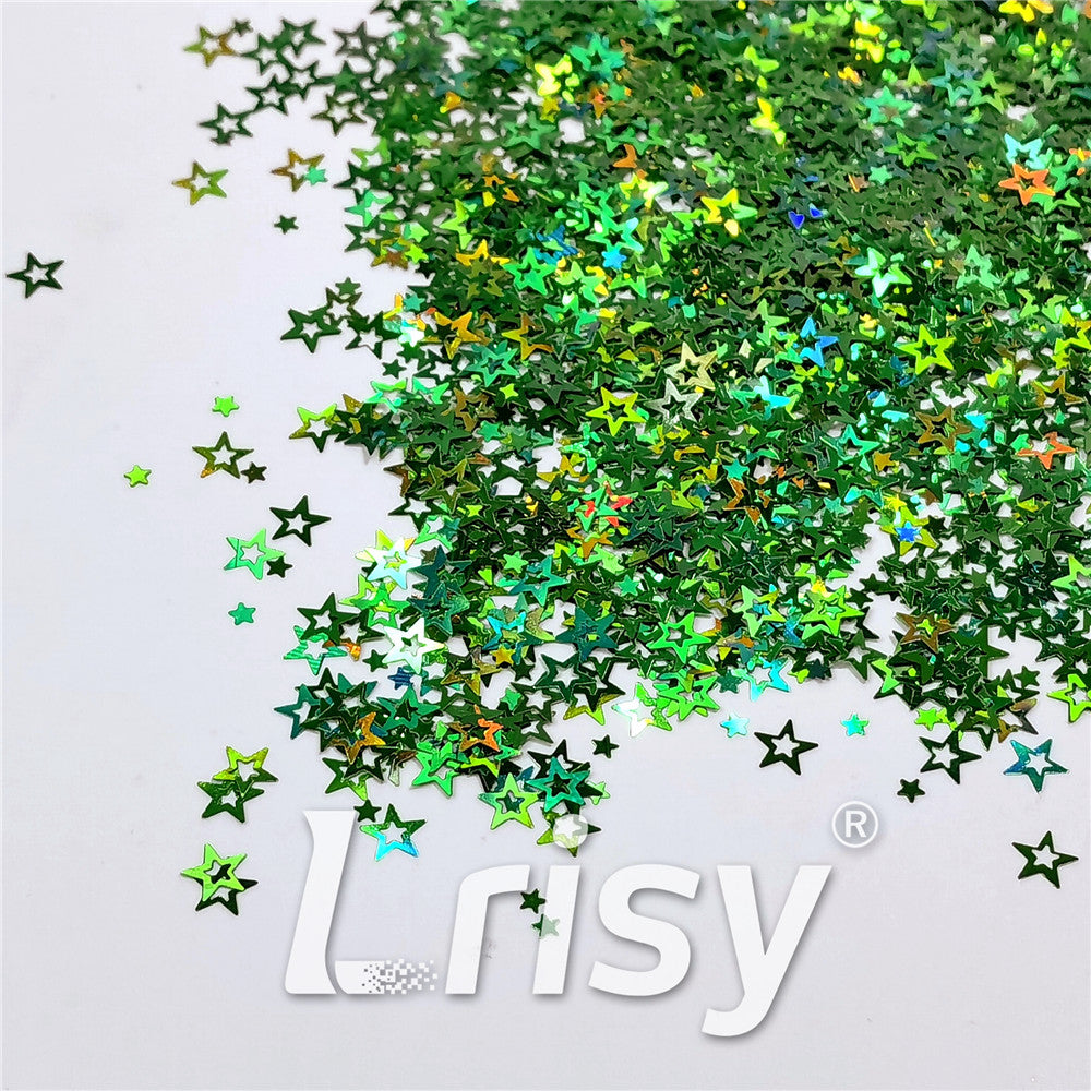 6mm Holographic Green Hollow Out Star Shaped Glitter LB0600