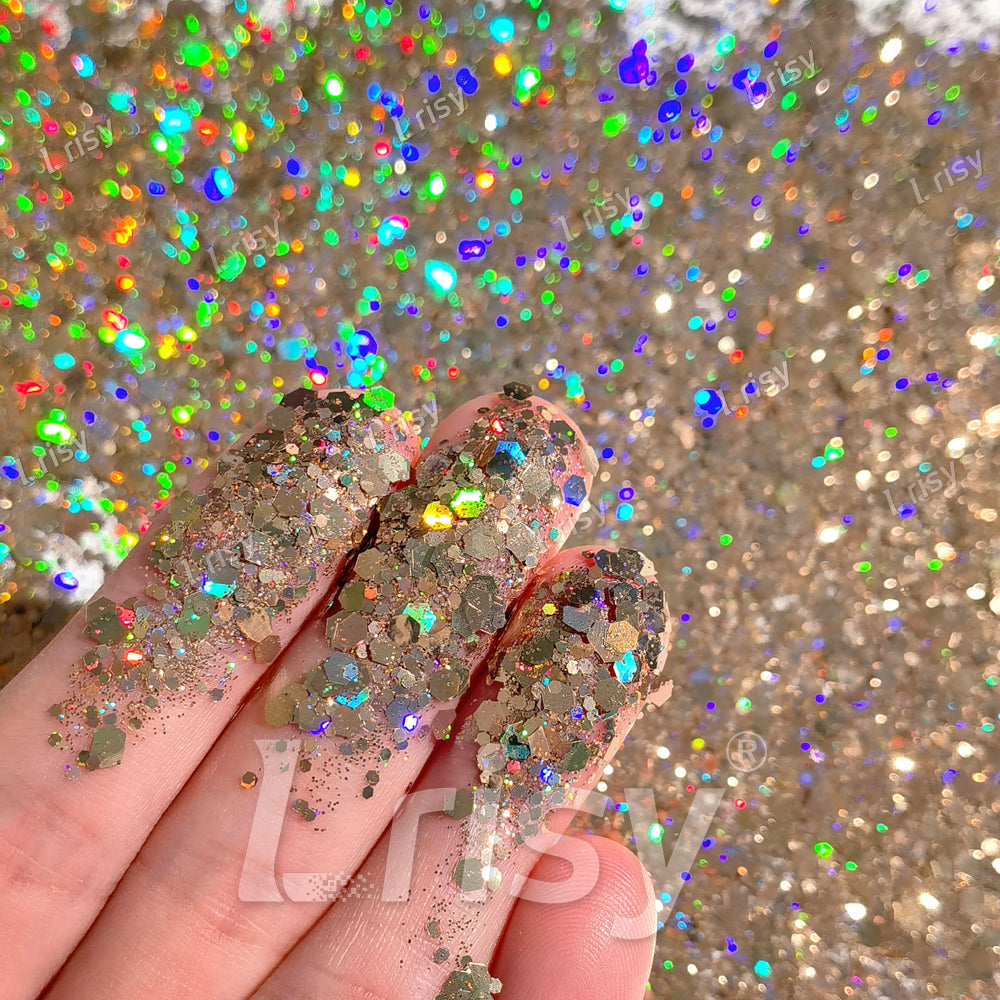 General Mixed High Holographic Sand Gold Cosmetic Grade Glitter SLG002