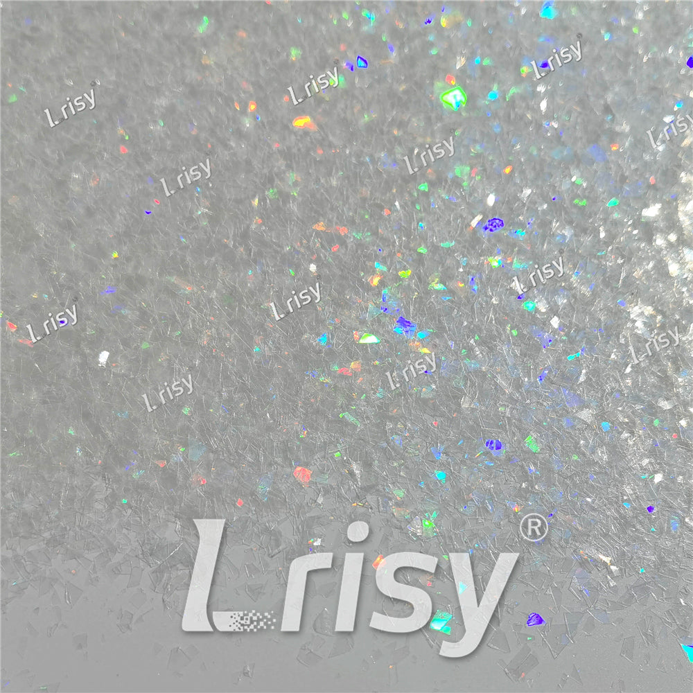 Translucent Holographic White Confetti Glitter Flakes Shards LB01100 4x4