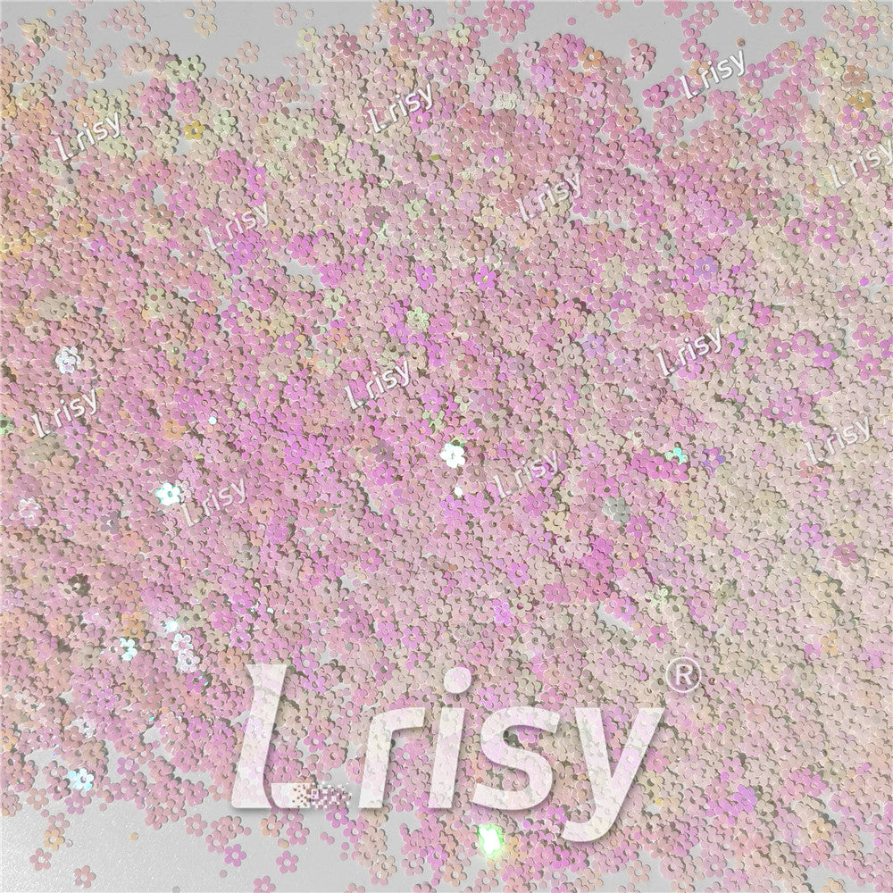 4mm Hollow Out Plum Flower Shaped Iridescent Violet Glitter C003R