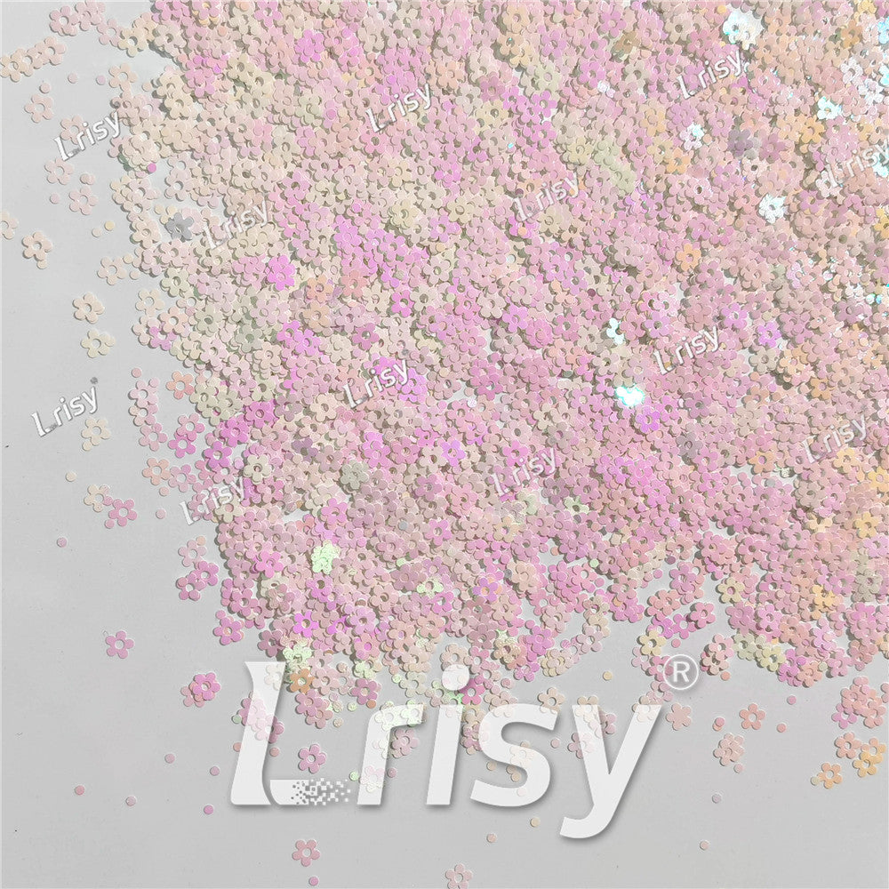 4mm Hollow Out Plum Flower Shaped Iridescent Violet Glitter C003R