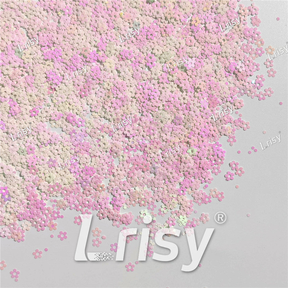 4mm Hollow Out Plum Flower Shaped Iridescent Violet Glitter C003R