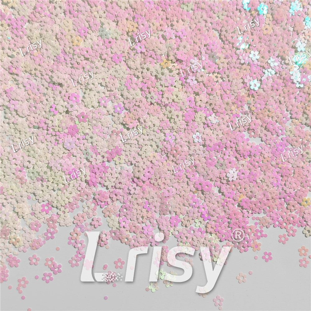 4mm Hollow Out Plum Flower Shaped Iridescent Violet Glitter C003R