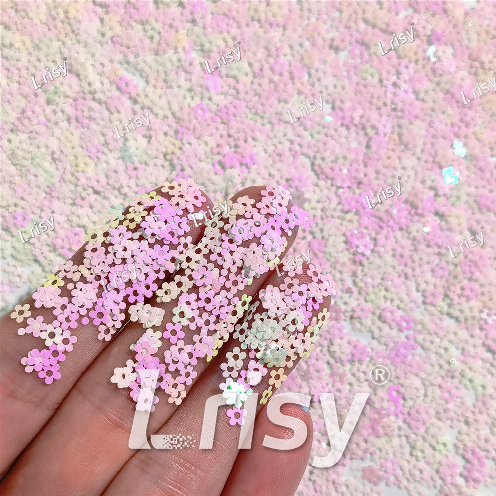 4mm Hollow Out Plum Flower Shaped Iridescent Violet Glitter C003R