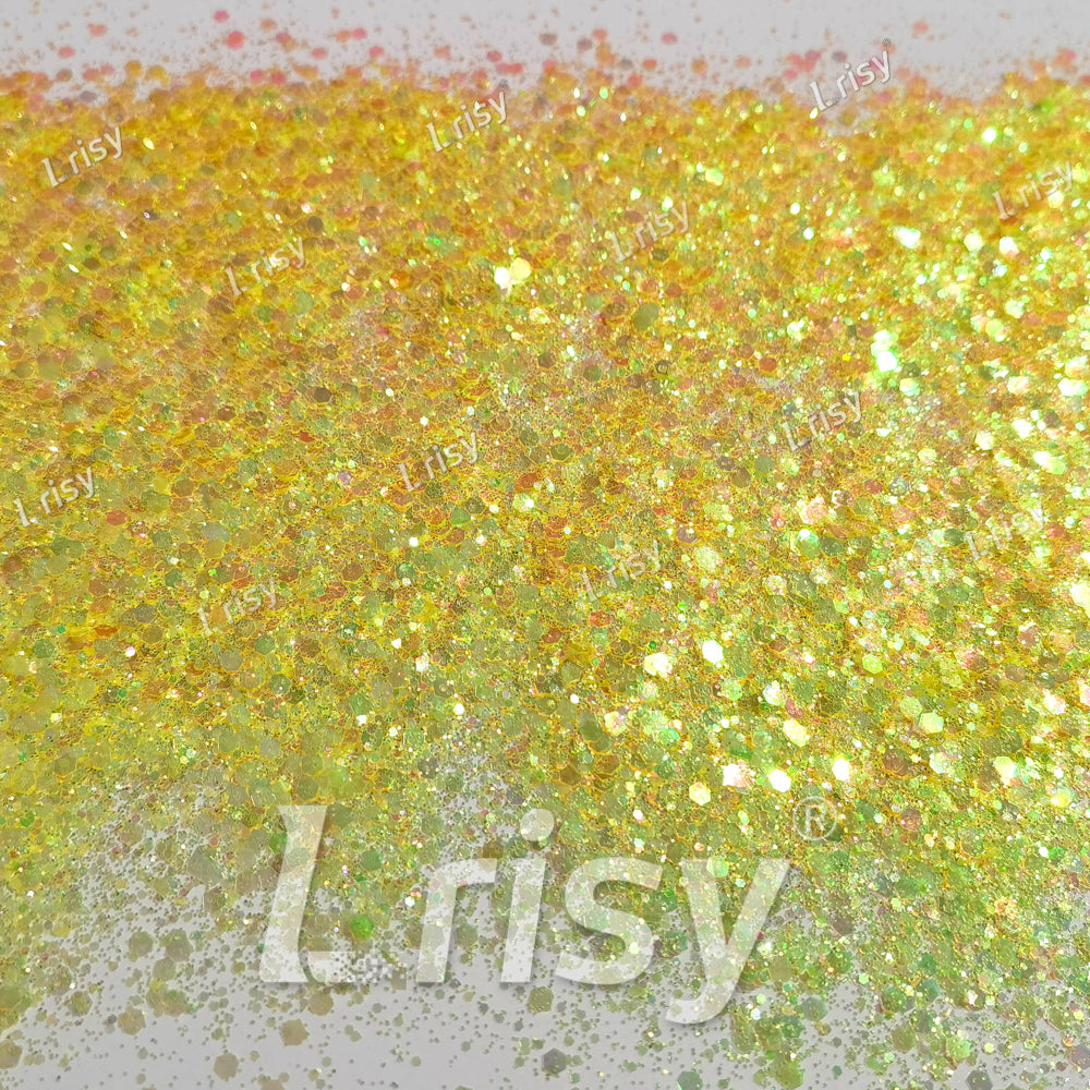 Mixed Pale Yellow Iridescent Solvent Resistant Glitter S500AR