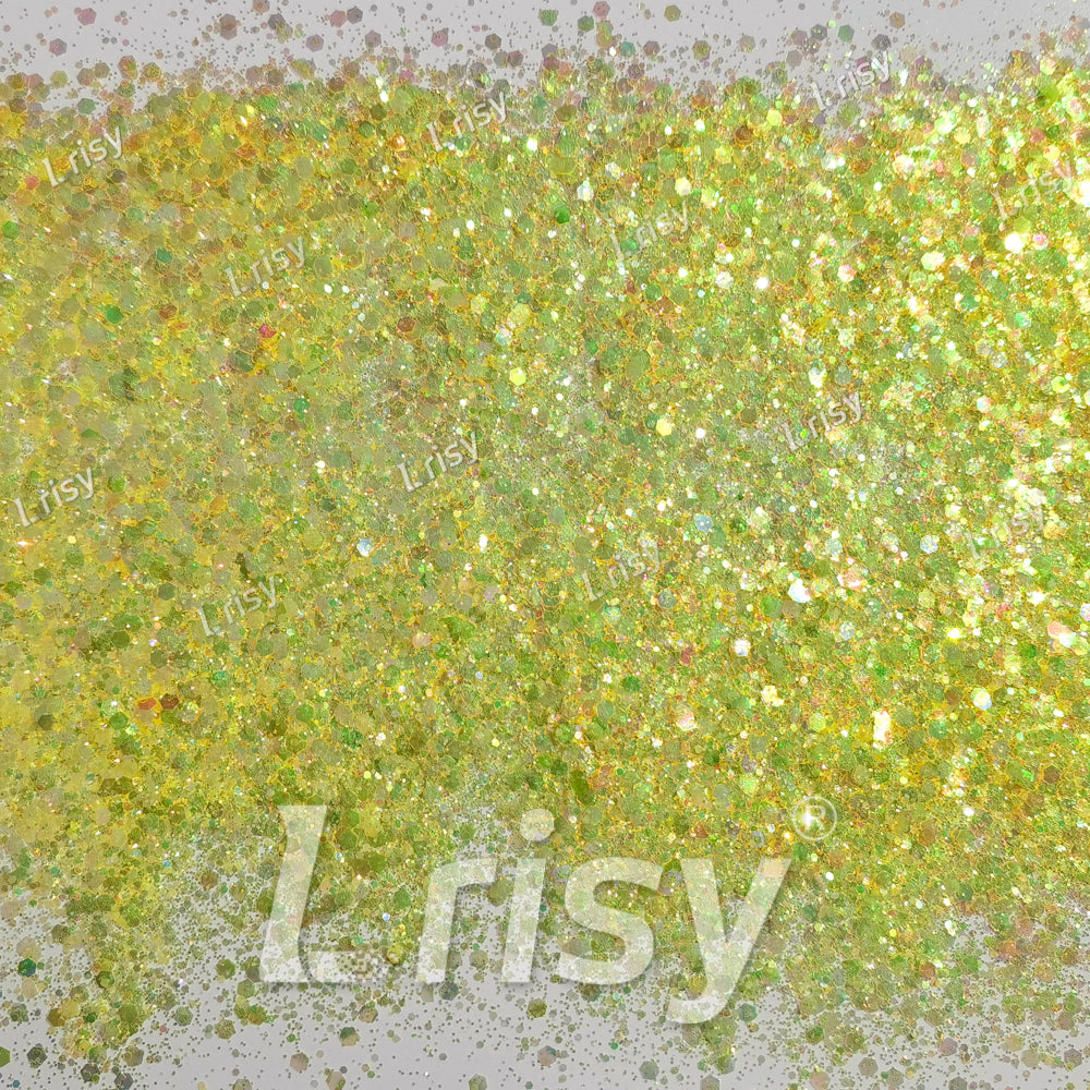 Mixed Pale Yellow Iridescent Solvent Resistant Glitter S500AR