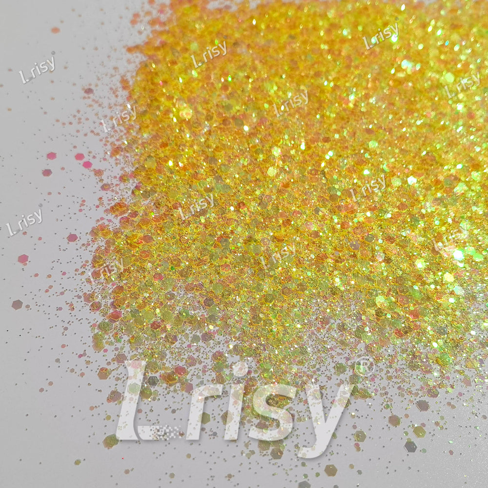 Mixed Pale Yellow Iridescent Solvent Resistant Glitter S500AR