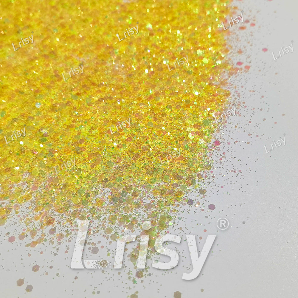 Mixed Pale Yellow Iridescent Solvent Resistant Glitter S500AR