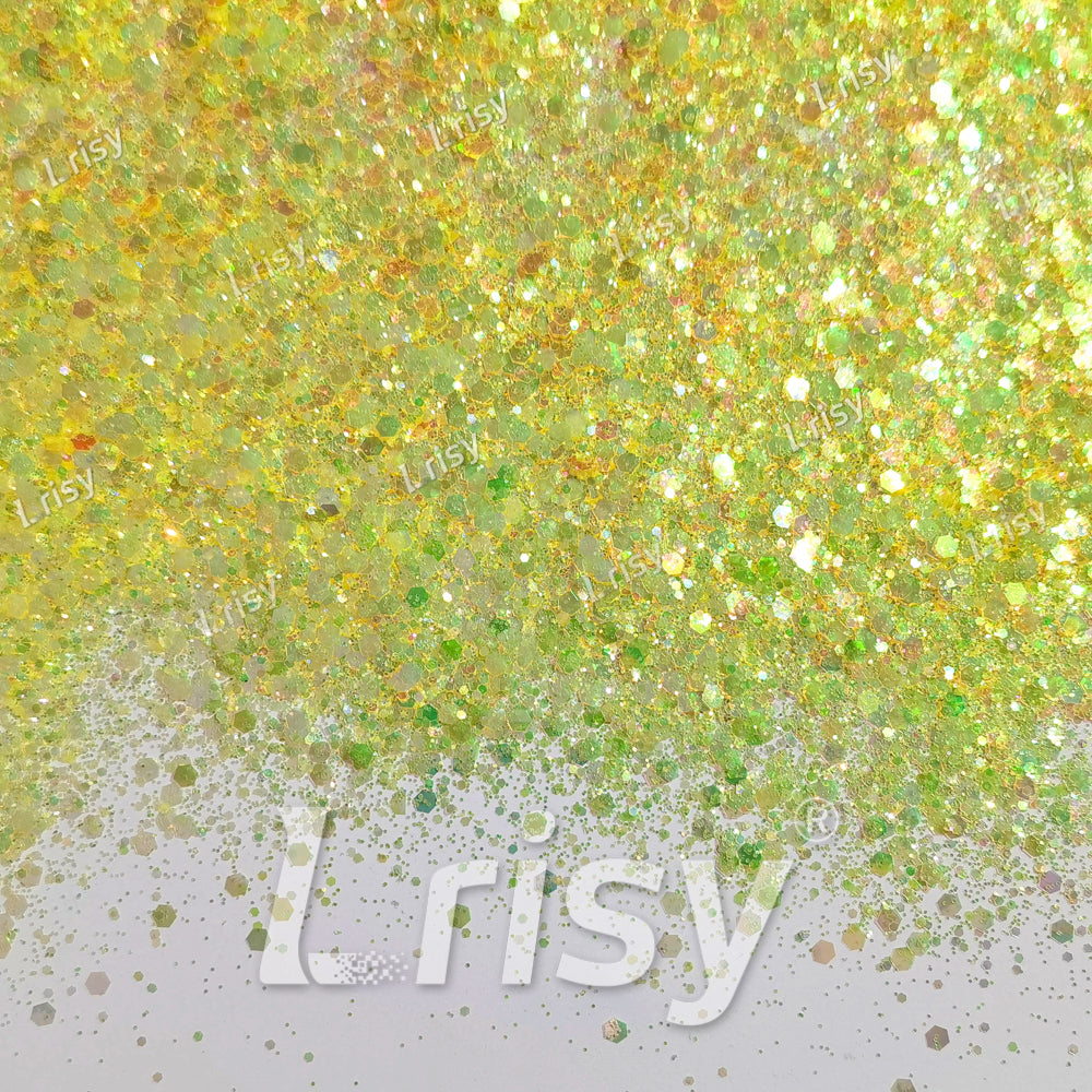 Mixed Pale Yellow Iridescent Solvent Resistant Glitter S500AR