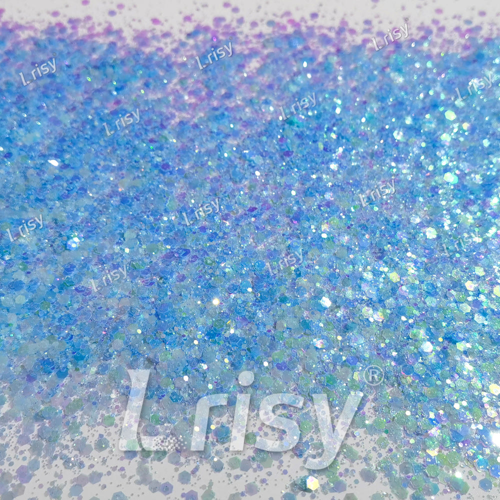 Mixed Sky Blue Iridescent Solvent Resistant Glitter S505R