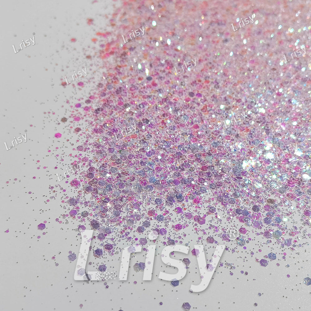 Mixed Dream Pink And White Iridescent Solvent Resistant Glitter S321A