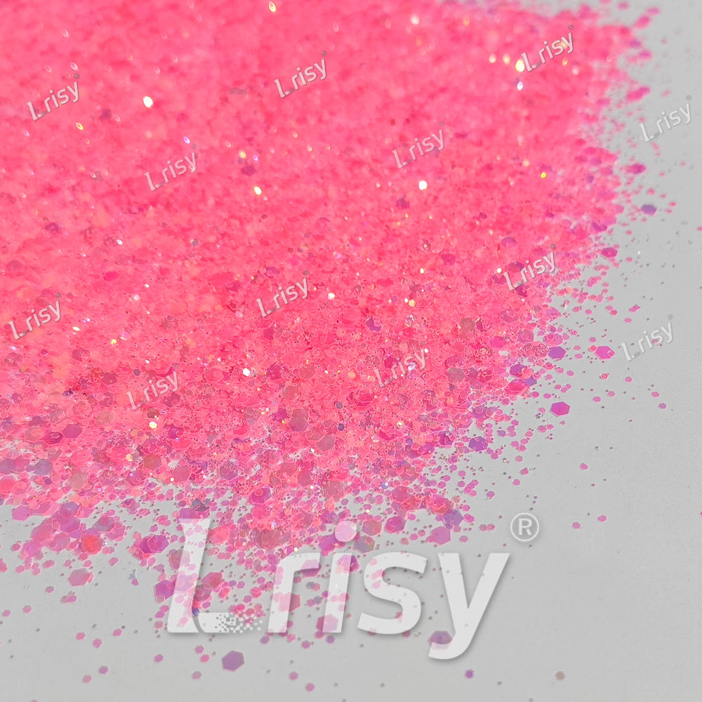 Mixed Pale Pink Iridescent Solvent Resistant Glitter S502R
