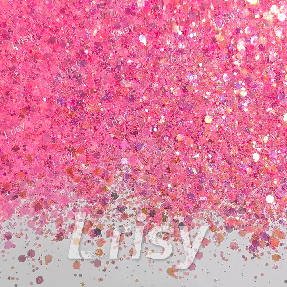 Mixed Pale Pink Iridescent Solvent Resistant Glitter S502R