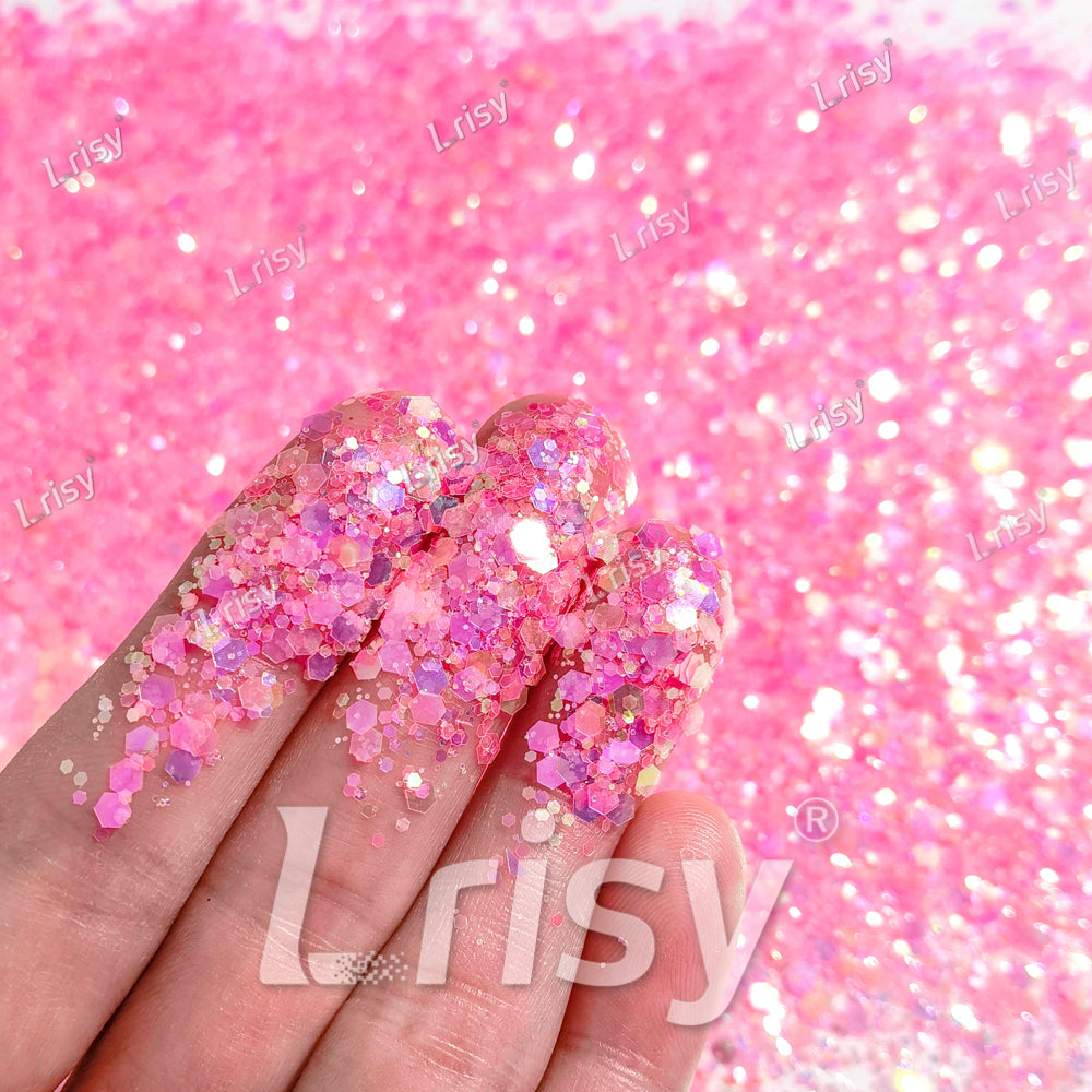 Mixed Pale Pink Iridescent Solvent Resistant Glitter S502R