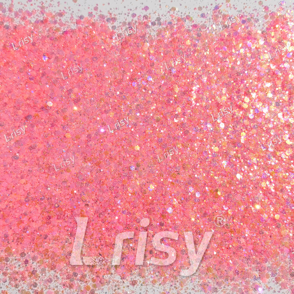 Mixed Light Red Iridescent Solvent Resistant Glitter S508AR