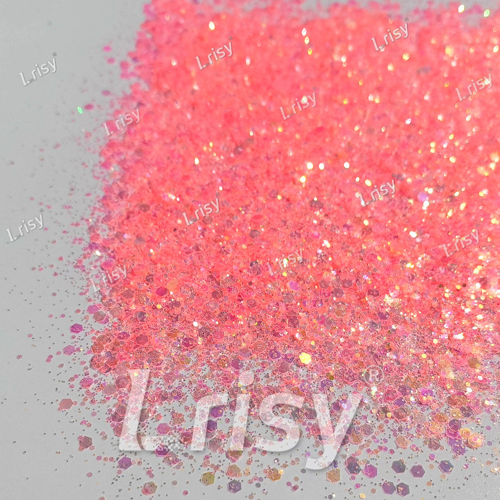 Mixed Light Red Iridescent Solvent Resistant Glitter S508AR