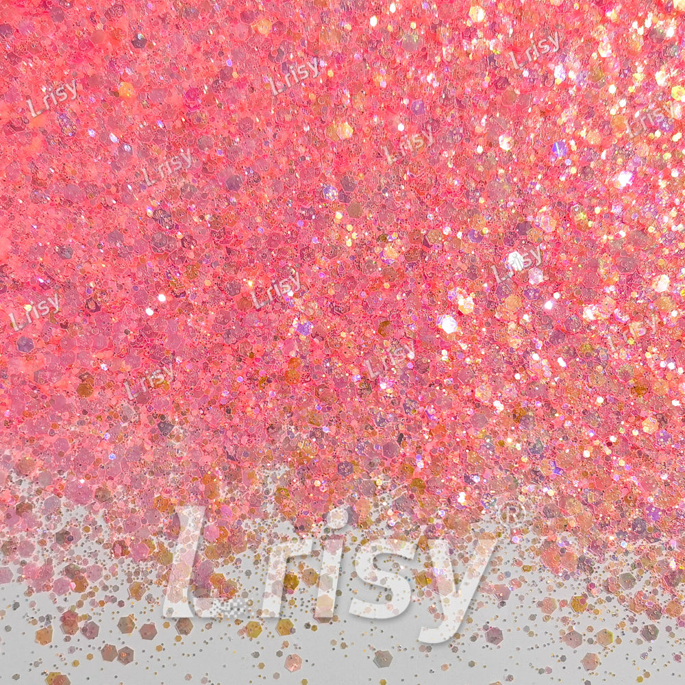 Mixed Light Red Iridescent Solvent Resistant Glitter S508AR