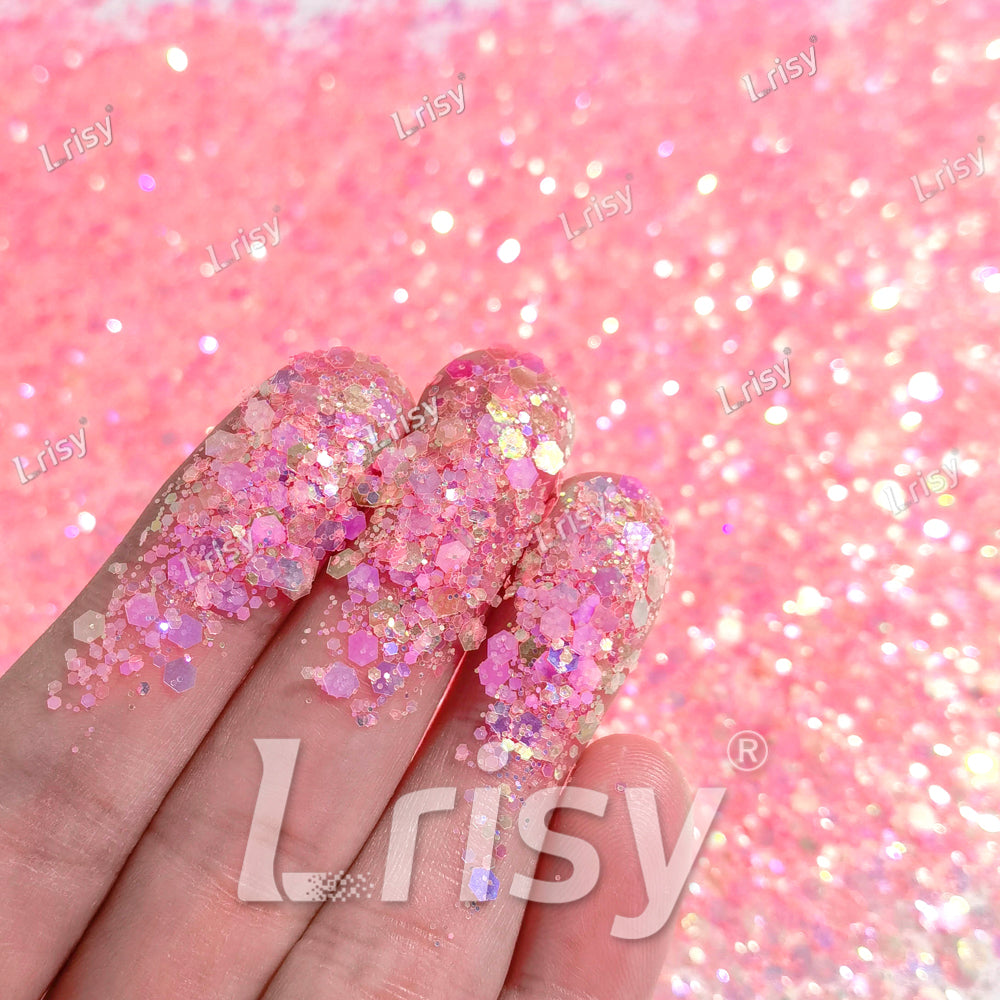 Mixed Light Red Iridescent Solvent Resistant Glitter S508AR