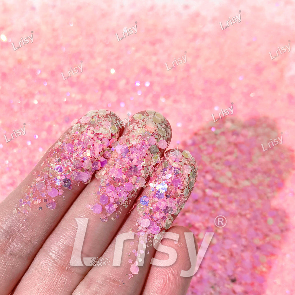 Mixed Light Red Iridescent Solvent Resistant Glitter S508AR