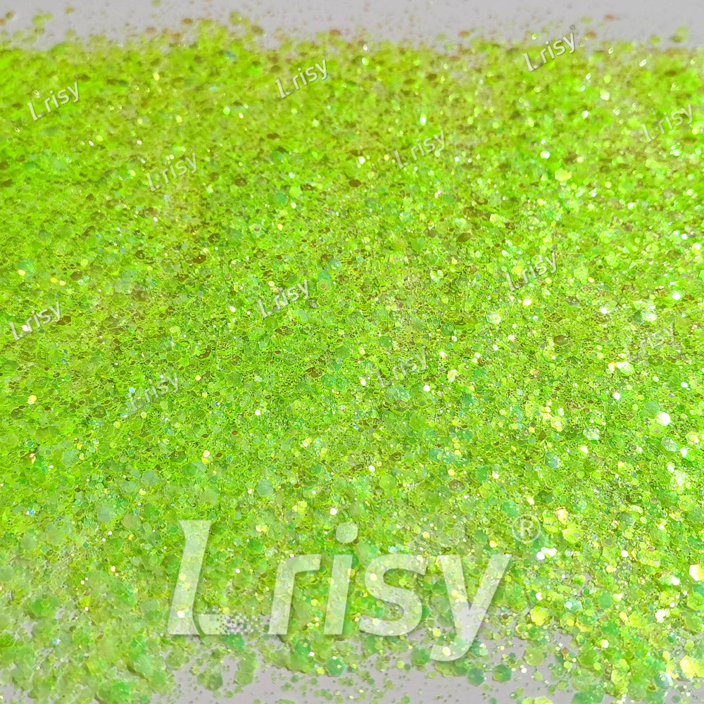 Mixed Bright Green Iridescent Solvent Resistant Glitter S509R