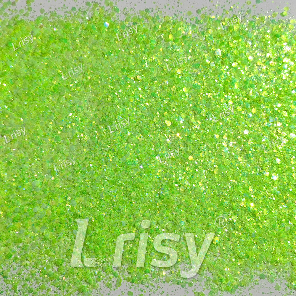 Mixed Bright Green Iridescent Solvent Resistant Glitter S509R