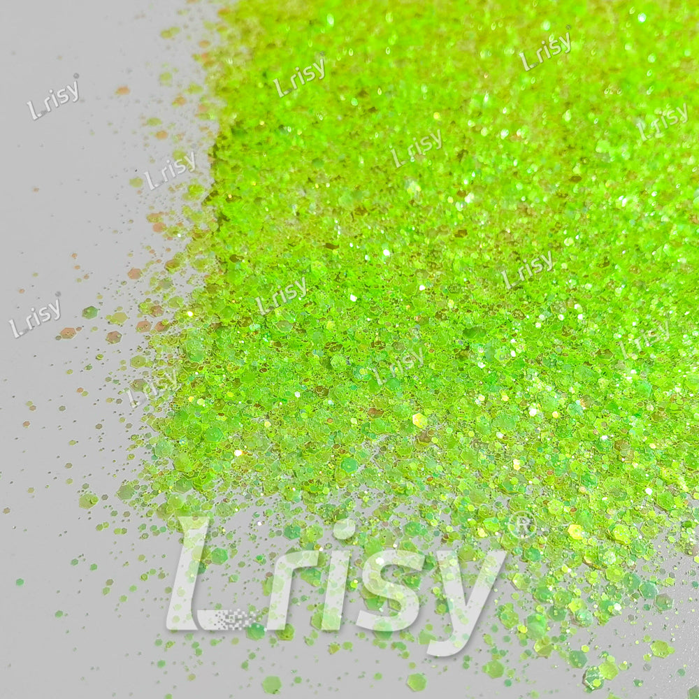 Mixed Bright Green Iridescent Solvent Resistant Glitter S509R