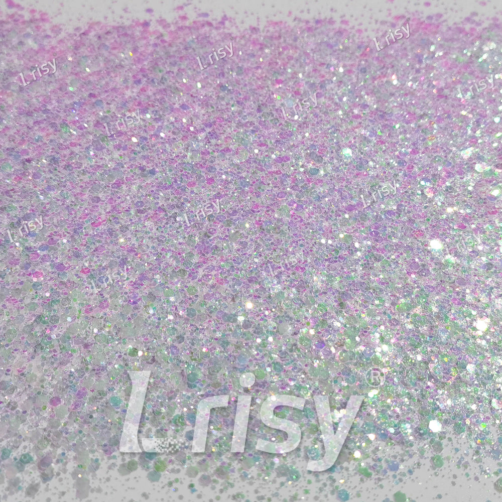 Mixed Dream Green And White Iridescent Solvent Resistant Glitter S325R