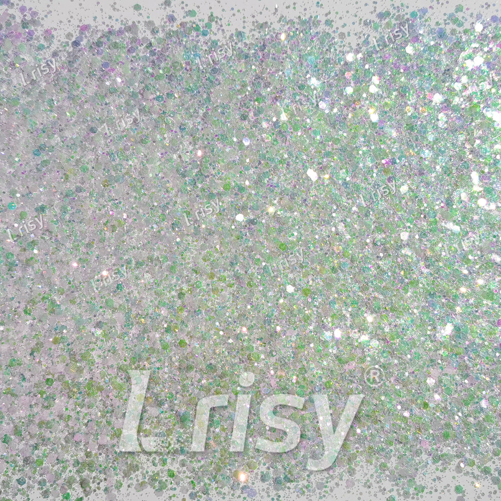 Mixed Dream Green And White Iridescent Solvent Resistant Glitter S325R