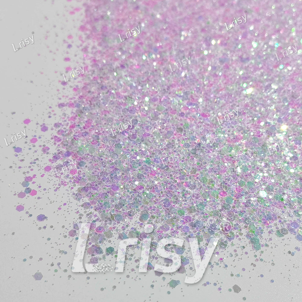 Mixed Dream Green And White Iridescent Solvent Resistant Glitter S325R