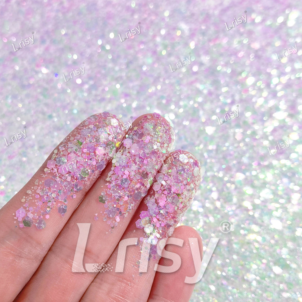 Mixed Dream Green And White Iridescent Solvent Resistant Glitter S325R
