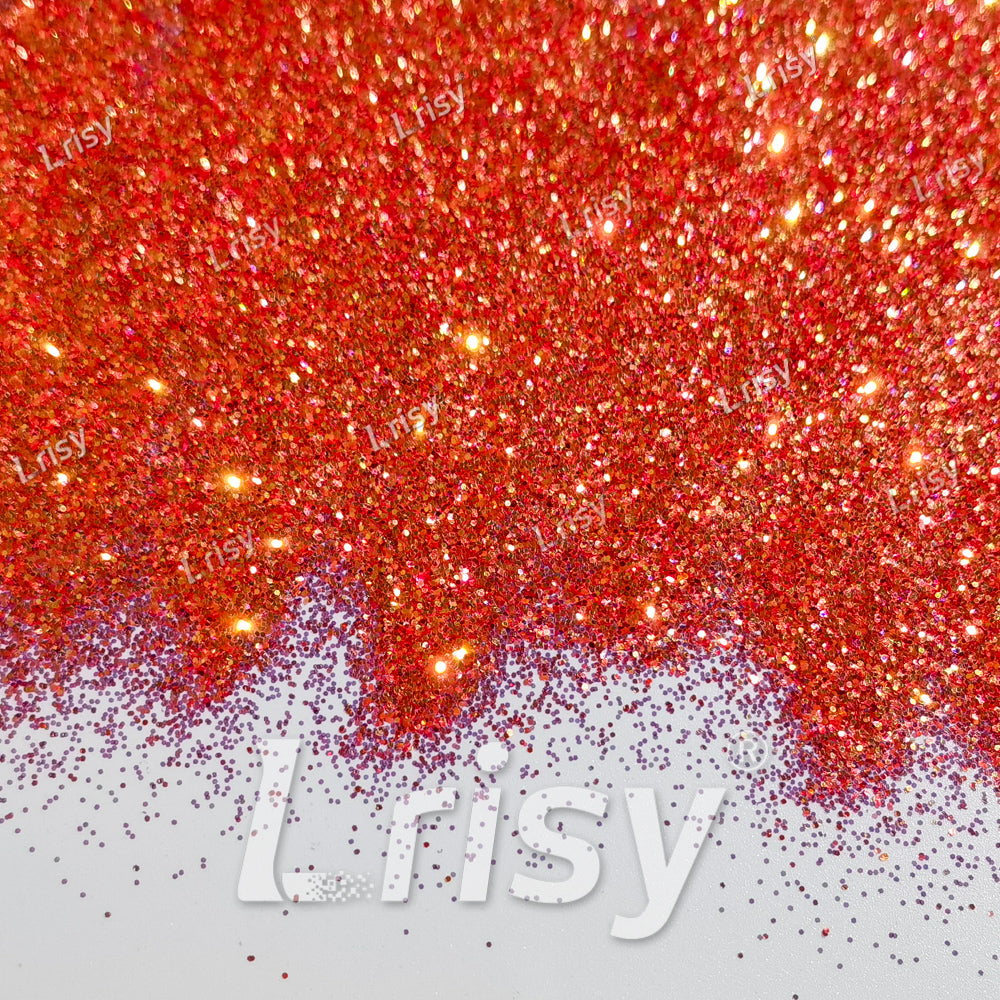 0.4mm Orange Red Brightness Iridescent Glitter F334R