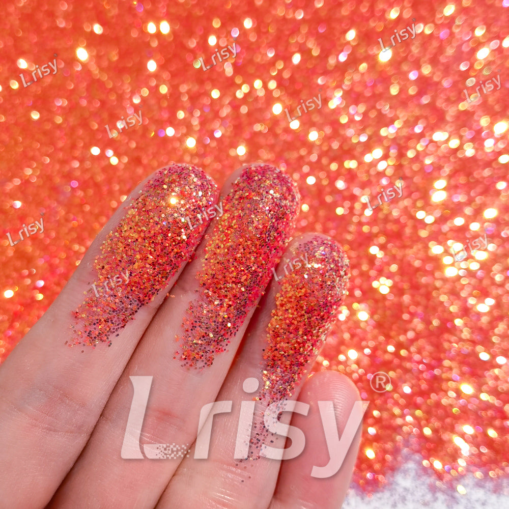 0.4mm Orange Red Brightness Iridescent Glitter F334R